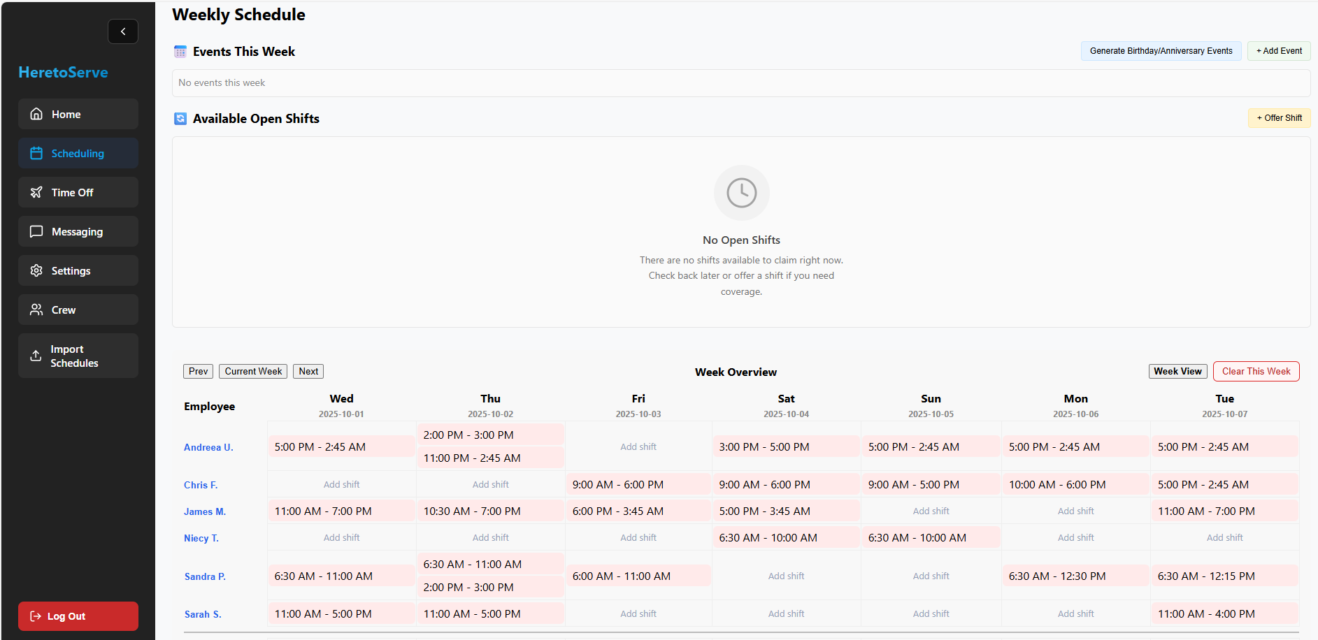 Scheduling Interface